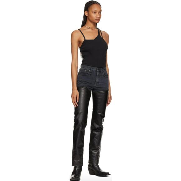 R13 Black Leather Zip Off Axl Slim Pants - Picture 6 of 16